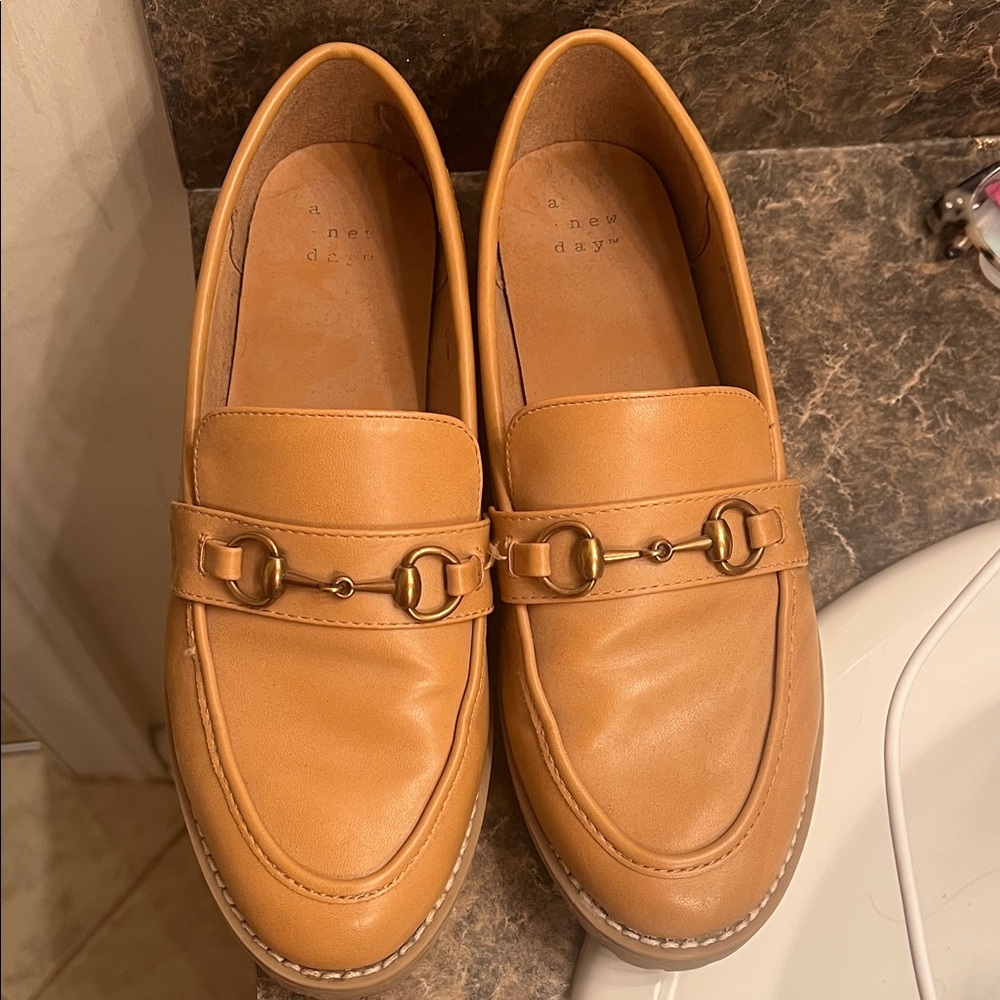 a new day Camel Leather Loafers
